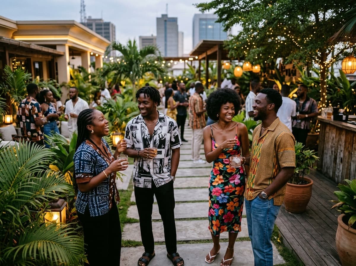 Young adults enjoying a curated outdoor social experience in Lagos